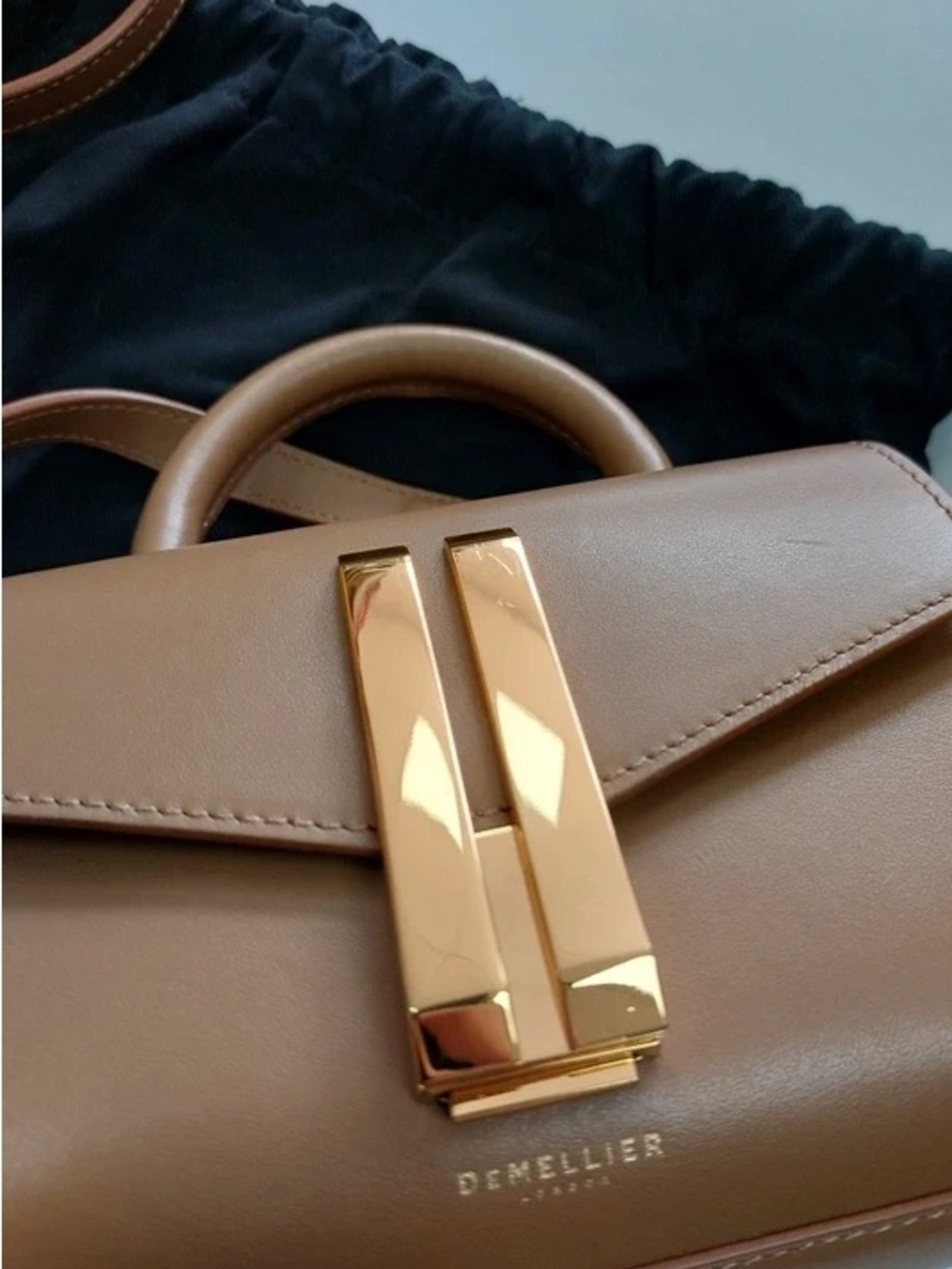 DeMellier Tan Leather Mini Satchel with Gold Hardware - Picture 4 of 7